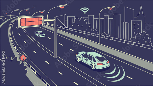 Autonomous vehicle technology on highway with smart traffic management system for connected cars future