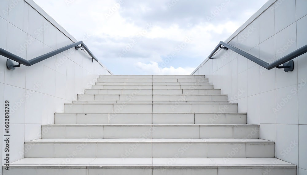 Fototapeta premium Staircase leading up to cloudy sky.