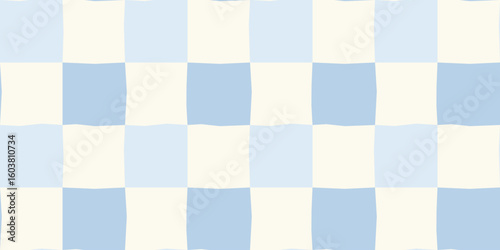 Hand-drawn pastel blue checkerboard pattern