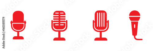 Microphone icon set. black vector icon. microphone logo icon vector. Mic, voice recorder concept. vector illustration eps 10.
