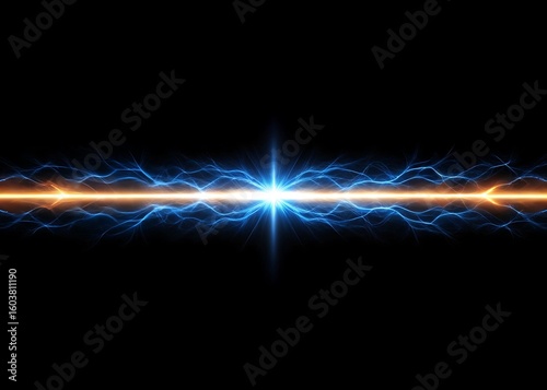 Bright electric energy beam illuminates the dark abyss