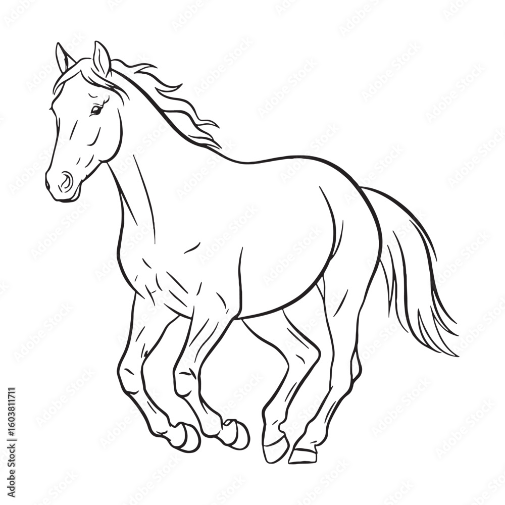 Obraz premium Broad Horse Distinctive Character Span - Horse vector - Horse Line art - Horse Drawing - Vector Lineart of Horse - Horse icon - drawing of horse