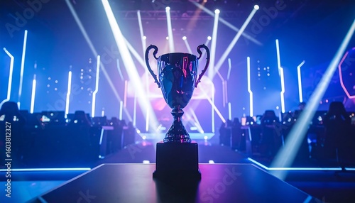 Trophy on Stage at Esports Arena.