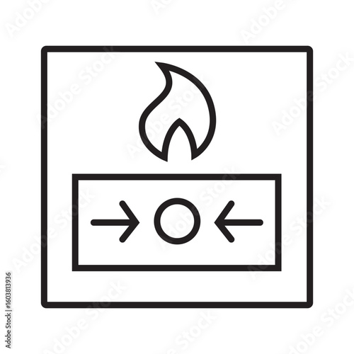 Single outline icon of manual pull station used to activate fire alarms manually. Linier style. Editable stroke. Vector illustration.