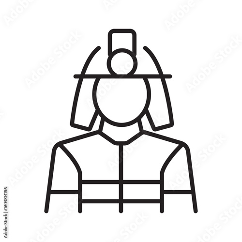 Single outline icon of fire fighter personnel as emergency response figure. Linier style. Editable stroke. Vector illustration.