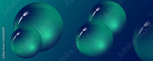 Dark green bubbles. Collagen bubbles. Vector illustration