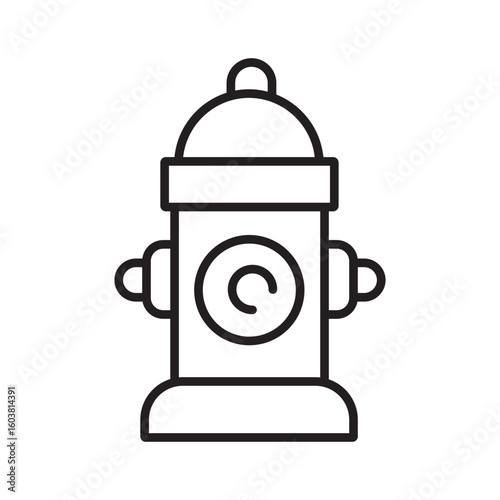 Single outline icon of fire hydrant for water supply in firefighting. Linier style. Editable stroke. Vector illustration.