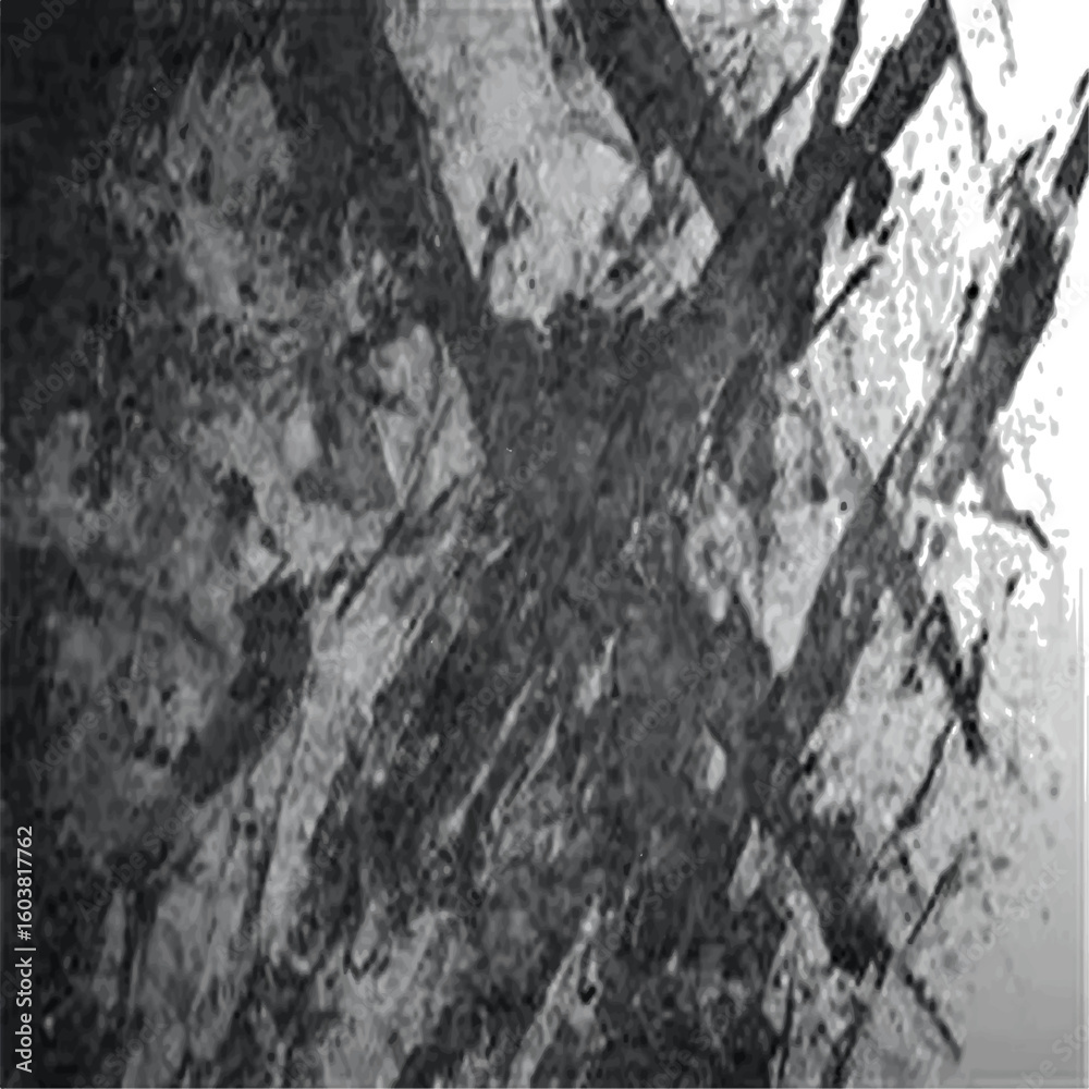 Fototapeta premium Glitch distorted geometric shape. Black and white graffiti style vector background. 