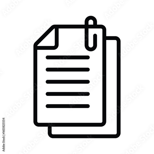 Two stacked sheets of paper top sheet with five horizontal lines and secured with a paperclip