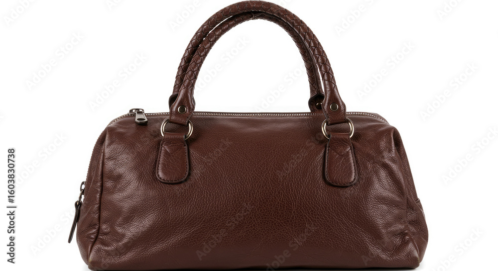 Brown Leather Handbag with Braided Handles 1. Brown Leather Handbag with Braided Handles 1.