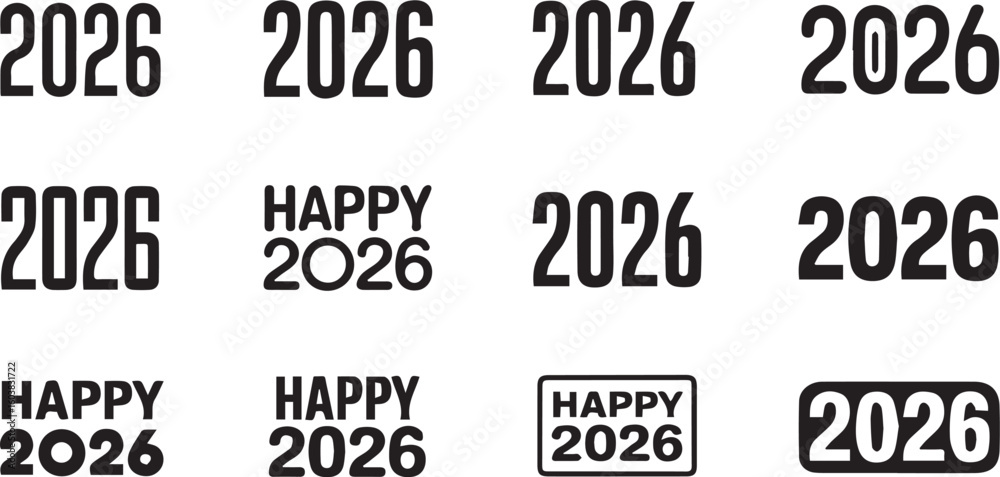Fototapeta premium set of welcome to 2026, happy 2026