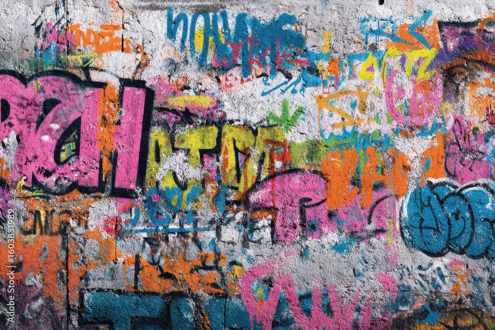 Obraz premium Graffiti-covered urban wall