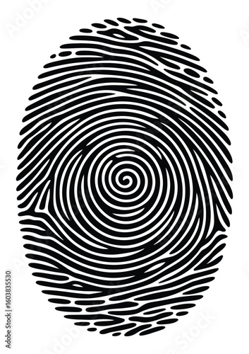 Thumbprint Vector - Black Fingerprint Vector on White - Security Icon