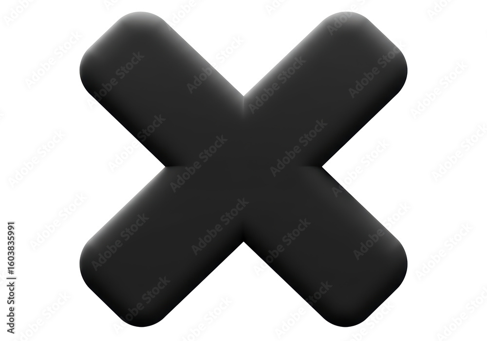 Fototapeta premium Isolated Black Cross Symbol of Rejection