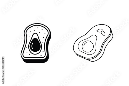 Avocado toast and sliced avocado bread food