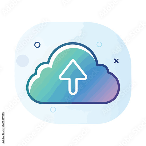 Blue and green gradient cloud with white upload arrow icon