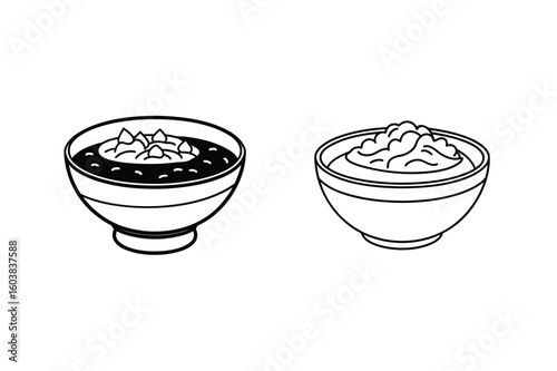 Two bowls of food soup mashed