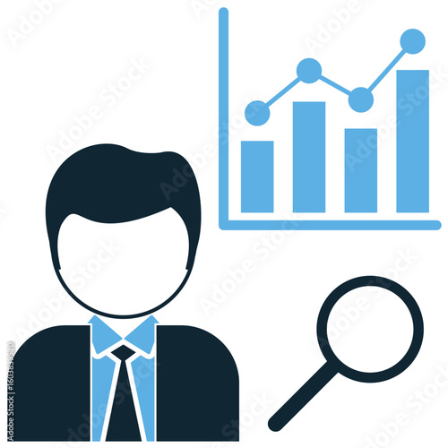 Data analyst icon vector. Perfect for representing professionals in data science, statistical interpretation, or business insights.