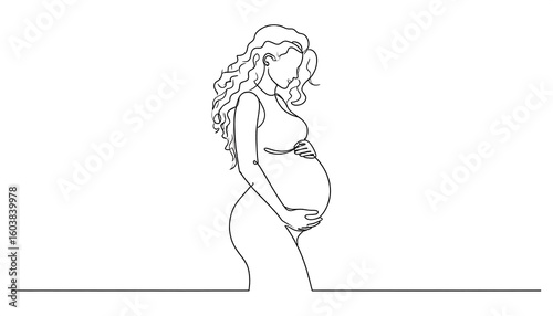 Continuous line drawing of a pregnant woman (1)