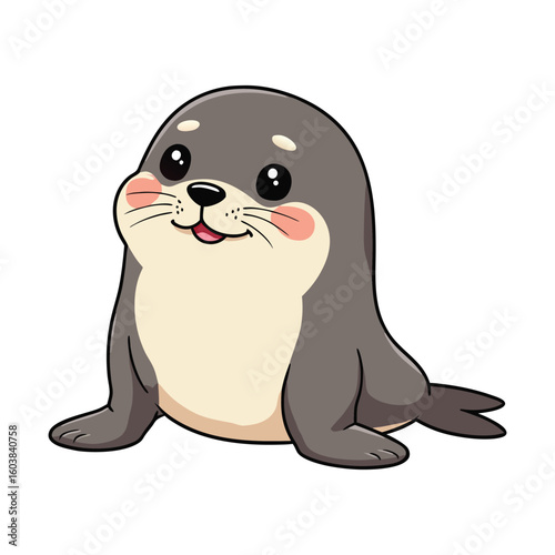 vector illustration of a cartoon baby seal