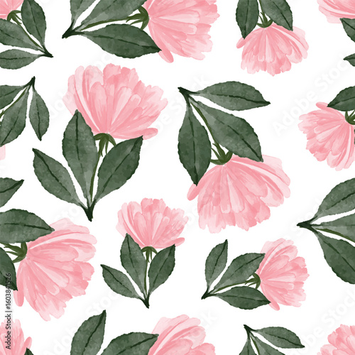 peach peony seamless patern for fabric design