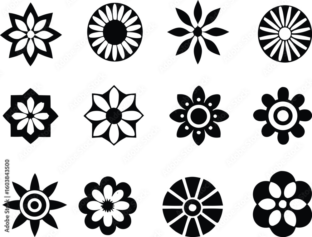 Collection of decorative floral and geometric ornaments. Collection of decorative floral and geometric ornaments.