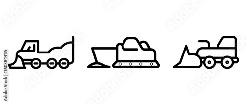 snowplow outline or line icon design bundle.