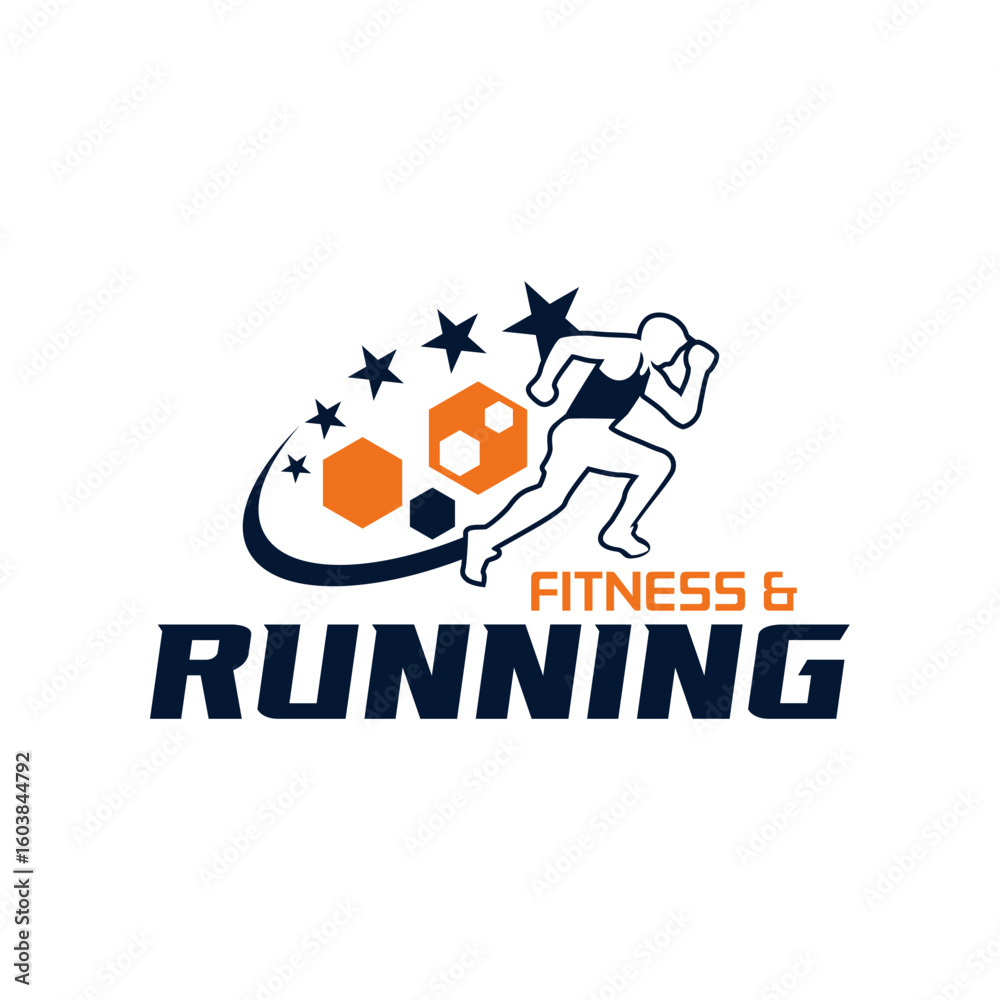 Fototapeta premium Run Running Club Marathon Logo Vector Illustration.