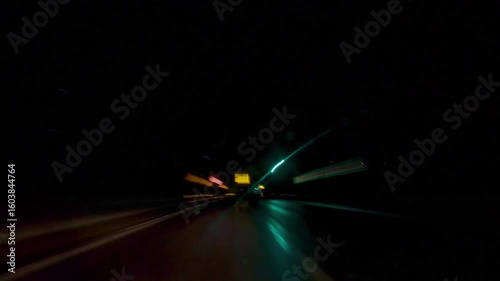 Vibrant cyberpunk tunnel time lapse showcasing glowing lights and fast motion in urban environment