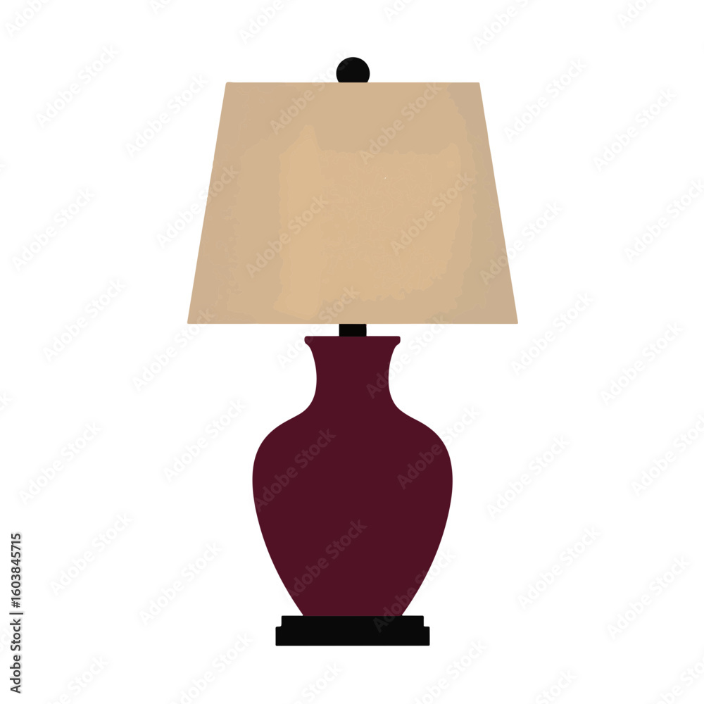 Obraz premium Stylish lamp silhouette with burgundy shade on white background, elegance