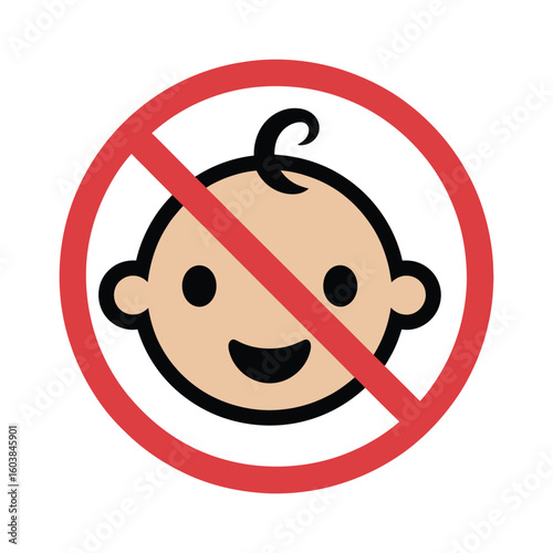 No Children Allowed Sign: Prohibited for Babies or Infants Symbol

