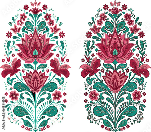 Cad Drawing Flat Vector Illustration, Intricate Floral Pattern Design, Decorative Botanical Motif, Elegant Nature Artwork, Detailed Symmetrical Flower Ornament