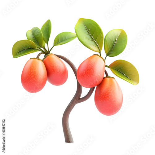 Ackee Fruit 3D icon isolated on a transparent background