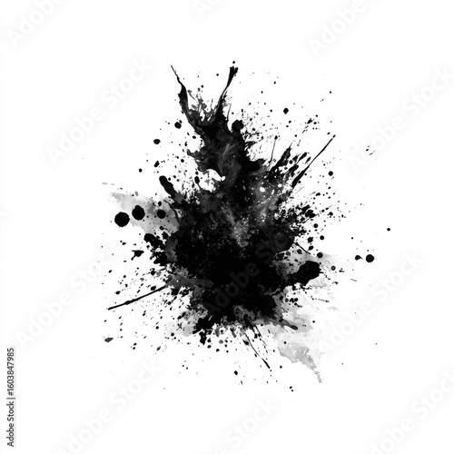 Wallpaper Mural Abstract black ink splatter on white (1) Torontodigital.ca