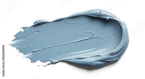 Swatch of blue clay face mask or body scrub. Skincare cosmetic product texture. Abstract background for beauty or skin health. Moisturizer or cleaning clay mask for face and body.	
