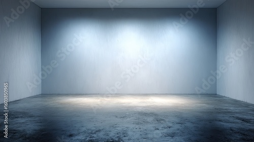 Empty, light-filled, light-gray room with concrete floor