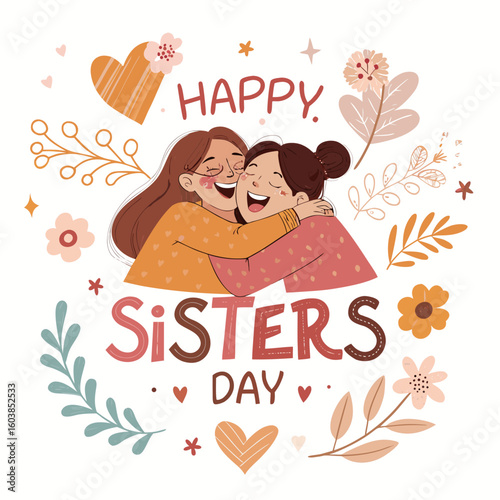 National Sisters Day Vector Illustration  Happy Sisterhood, Love, and Friendship