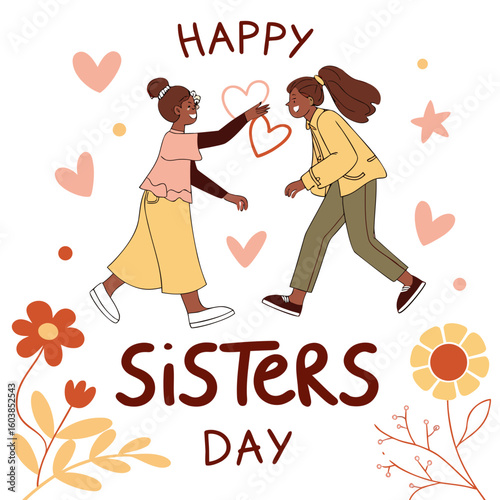 National Sisters Day Vector Illustration  Happy Sisterhood, Love, and Friendship
