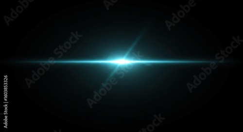 Wallpaper Mural Celestial Beacon: A captivating image of an azure-hued lens flare radiating brilliantly against a pitch-black canvas, evoking a sense of mystery and ethereal wonder. Torontodigital.ca