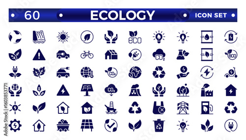 Ecology Solid icon set. Icons for renewable energy, green technology. Design elements for your projects.Set of green energy Solid icons. 

