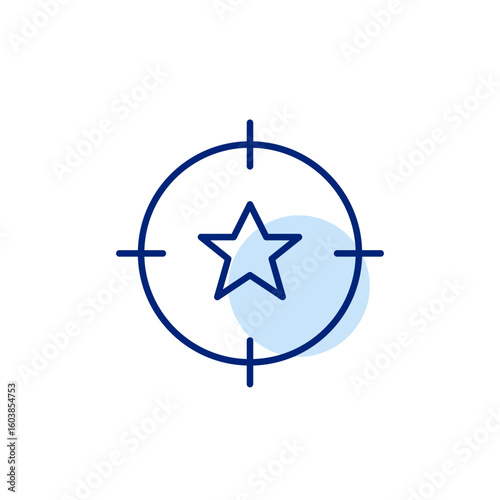 Star in target arrow. Goal achiever, top performer. Success and targeting. Pixel perfect, editable stroke vector icon