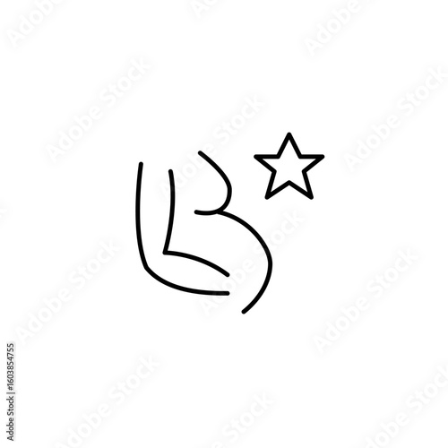 Pregnant woman and star. Certified maternity care. Top-rated healthcare. Pixel perfect, editable stroke vector icon