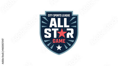 City Sports League AllStar Game Shield Logo with Red Star and Blue Design Element