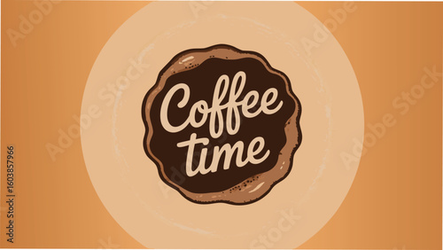 Coffee Time on Muted Brown Background with Retro, Vintage Feel Illustration