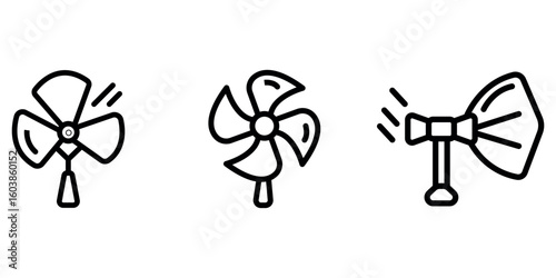 winnowing-fan outline or line icon design bundle.