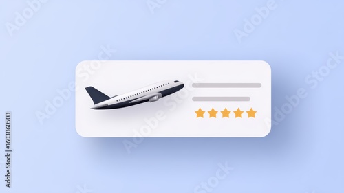 aviation business logistics customer service. Airplane illustration with a rating system for travel services.