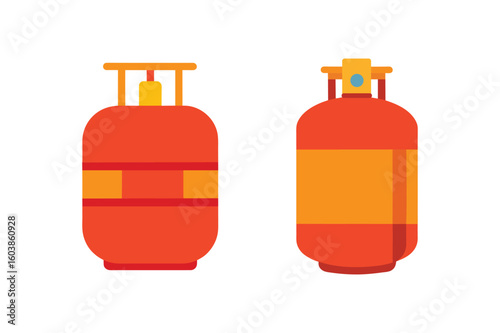 A set of colorful gas cylinder vector art illustration
