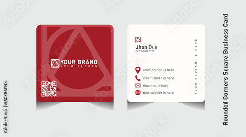 Rounded corners square business card, Business card design template, Clean professional business card template, visiting card, business card template