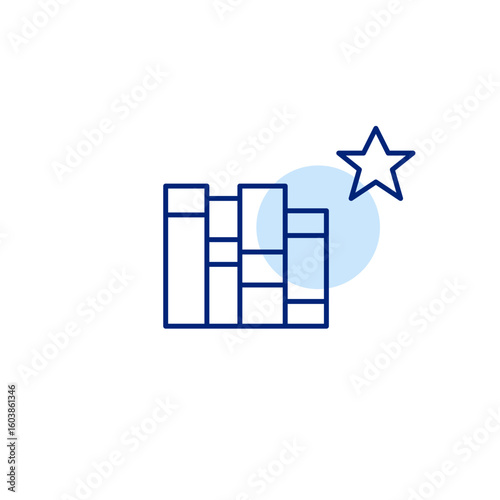 Books and star. Top-rated library for learning and leisure. Pixel perfect, editable stroke vector icon