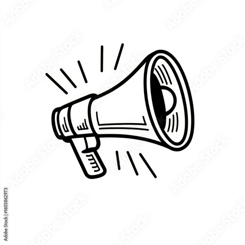 Simple black outline megaphone graphic